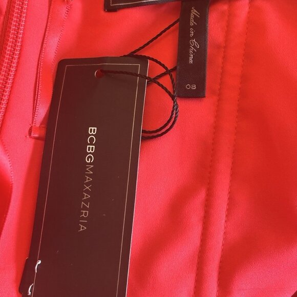 NWT BCBG Maxazria Size 8 Jamille One Shoulder Maxi Dress Chiffon Red Berry - Picture 6 of 7